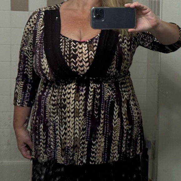 Venezia Bohemian V-Neck Tunic/Minidress Buckle Tie Long w/inset Plus 14/16 - Picture 5 of 10